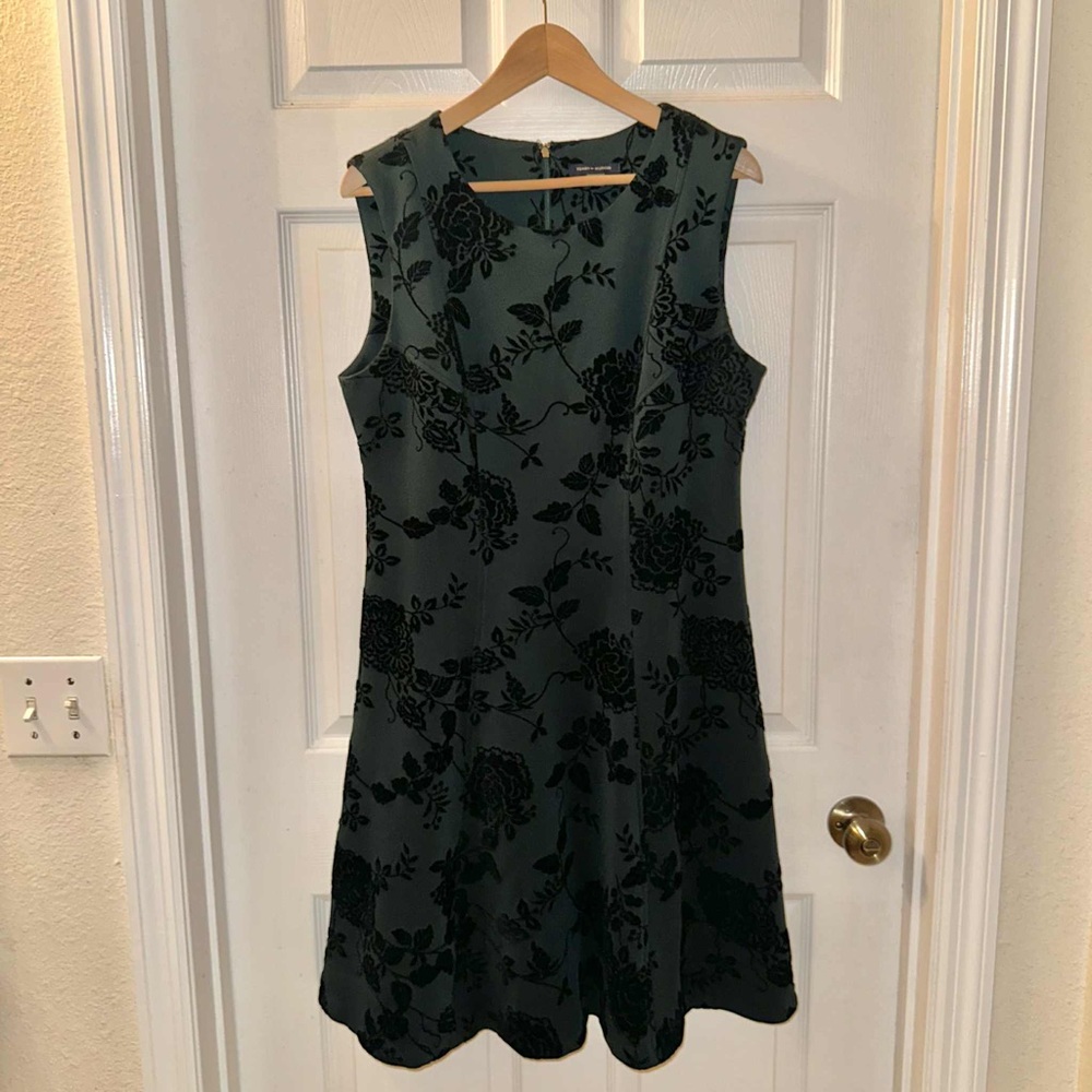 Tommy Hilfiger Green and Black Floral Scuba Dress
